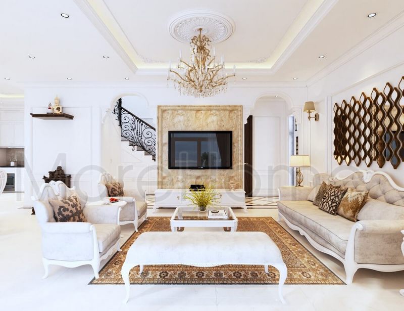 Mẫu sofa phòng bọc nỉ cao cấp với thiết kế tân cổ điển cho nhà phố, chung cư, biệt thự đẹp sang trọng
