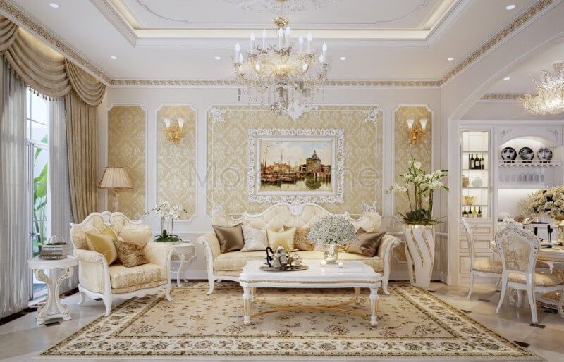 Mẫu sofa gỗ tần bì nhập khẩu phun sơn cao cấp, từng đường nét chạm khắc nhẹ nhàng trên tay vịn hay chân ghế đều trở nên vô cùng cuốn hút khó tả