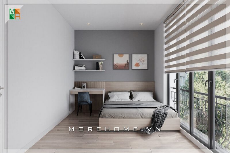 Mẫu giường ngủ gỗ hiện đại có thiết kế đơn giản nhưng lại mang đến sự tinh tế và có khả năng ngăn nắp.